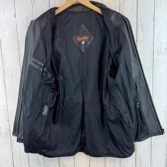 VTG Barcelino Black Full-Zip Cinch Waist Snap Collar Leather Jacket USA Size XS - Picture 13 of 16